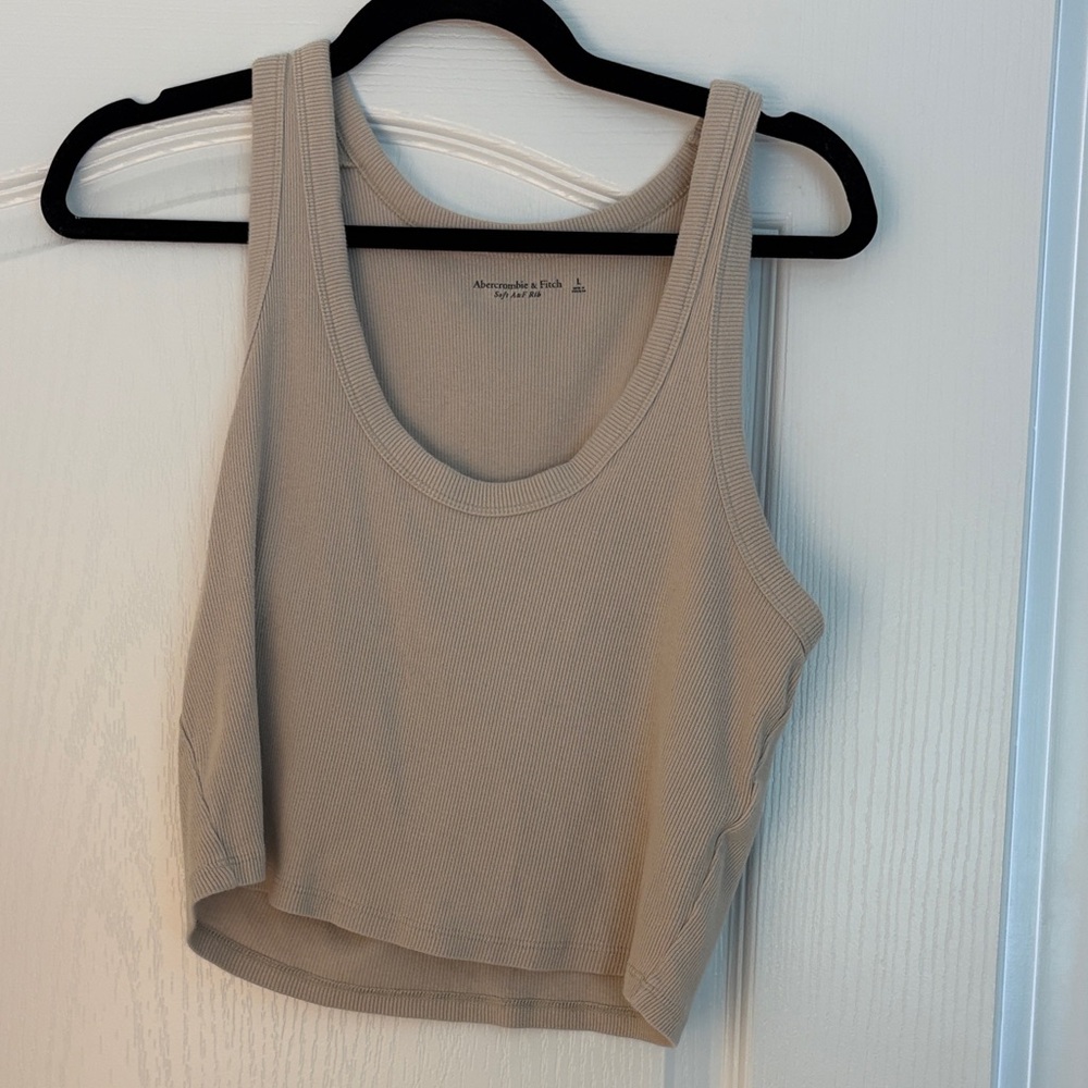 Abercrombie & Fitch Women's Taupe Ribbed Crop Tank